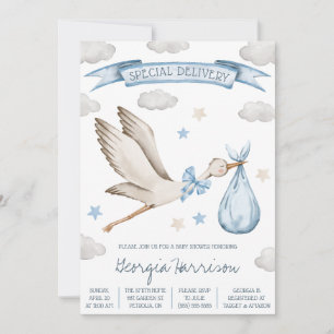 Speciell leverans! Babyskor för pojke Blue Stork B Inbjudningar