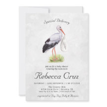 Speciell leverans | Elegant akvarellstork Bebis