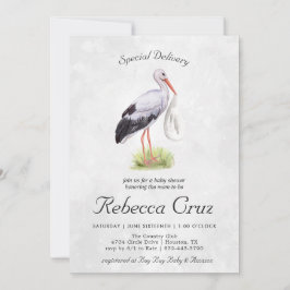 Speciell leverans | Elegant akvarellstork Bebis