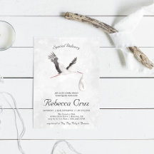 Speciell leverans | Elegant akvarellstork Bebis