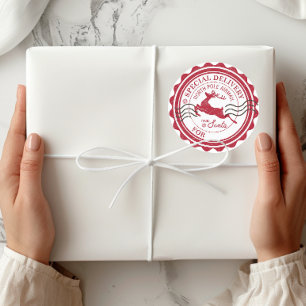 Speciell leverans från julklapp runt klistermärke