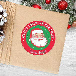 Speciell leverans från julklassen Santa Kids Runt Klistermärke