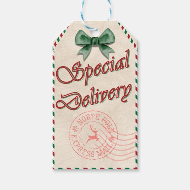 Speciell leverans från jultomtens Märkre Presentetikett (Framsidan)