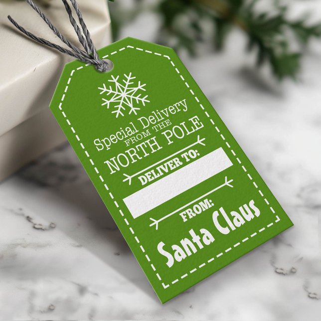 Speciell leverans från Nordpolen och Jultomten Presentetikett (Custom Christmas Gift Tag)