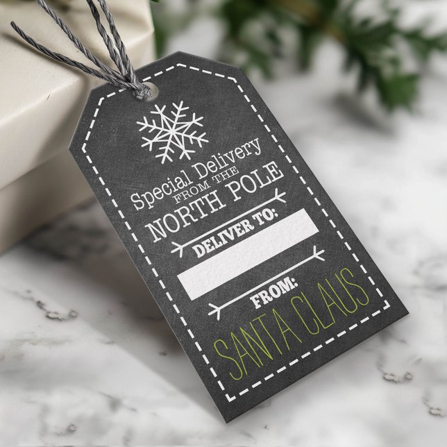 Speciell leverans från Nordpolen och Jultomten Presentetikett (Custom Christmas Gift Tag)