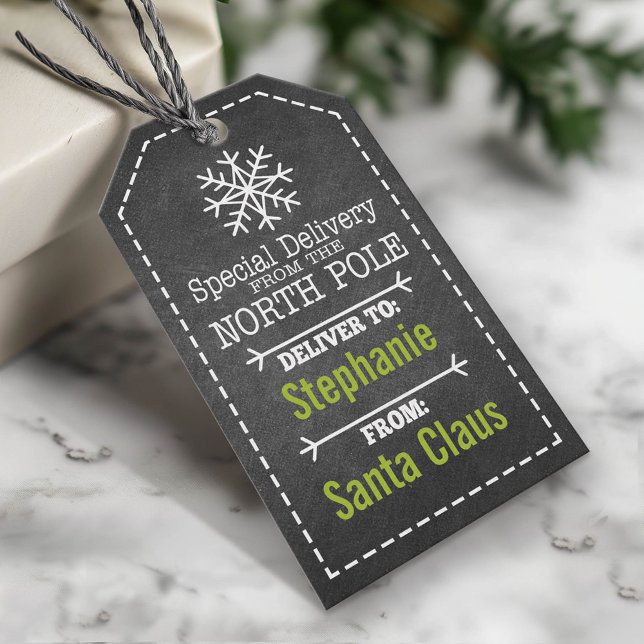 Speciell leverans från Nordpolen och Jultomten Presentetikett (Custom Christmas Gift Tag)