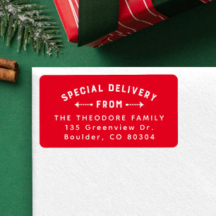 Speciell leverans från röd helgdag adressetikett