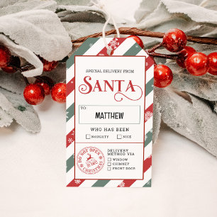 Speciell leverans från Santa Naughty eller Nice Presentetikett