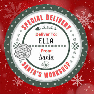 Speciell leverans från Santa till Child Gift Märkr Runt Klistermärke