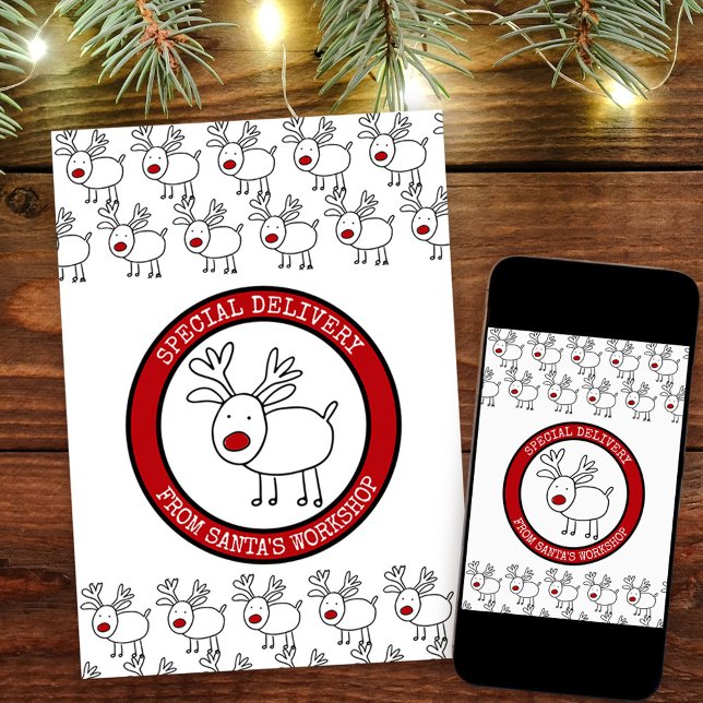 Speciell leverans från Santas Workshop Personlig Julkort (Christmas Card from Santa. Buy professionally printed or as a printable digital download.)