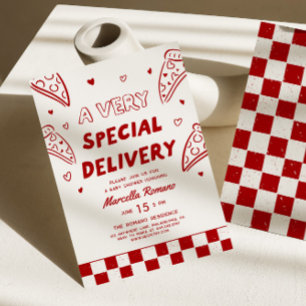 Speciell Leverans Italiensk Röd Pizza Barnkalas Inbjudningar