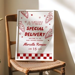 Speciell leverans italiensk röd pizza välkomstskyl poster