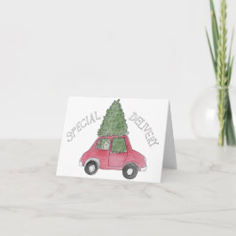 Speciell leverans - Julgran i bil Helgkort