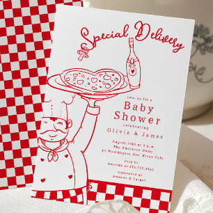 Speciell leverans Pizza Baby Shower Inbjudan