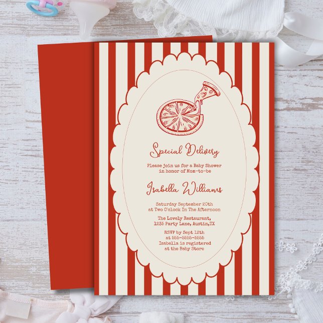 Speciell leverans Pizza Party Baby Shower Inbjudningar (Skapare uppladdad)