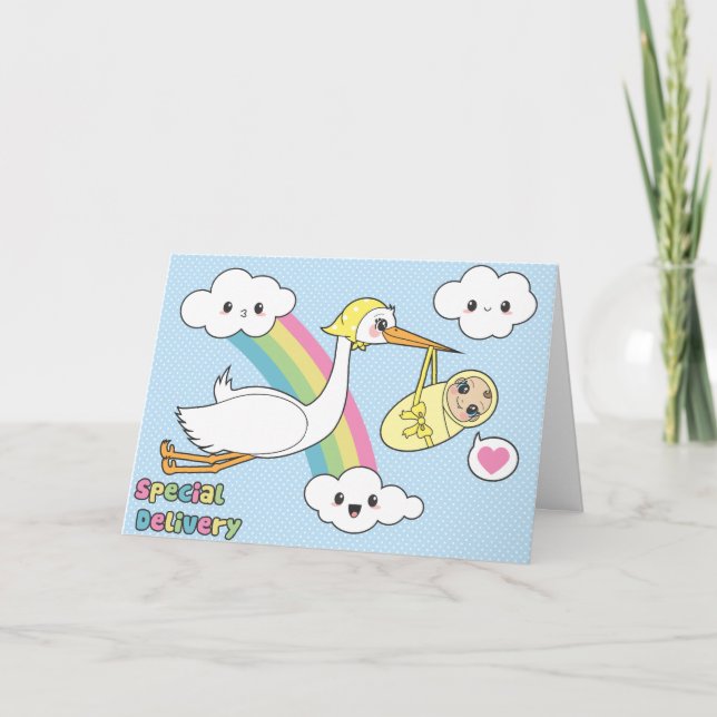 Speciell leverans - Stork & baby Kort (Framsida)