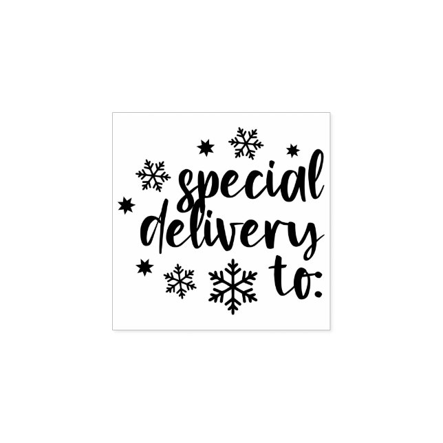 Speciell leverans till jul i snöflingor stämpel (Tryck)