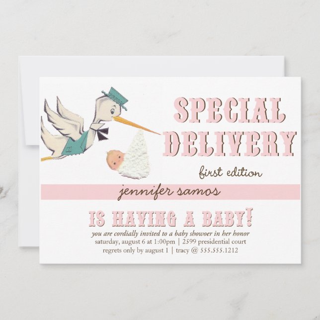 Speciell leverans - vintageStork Inbjudningar (Framsida)