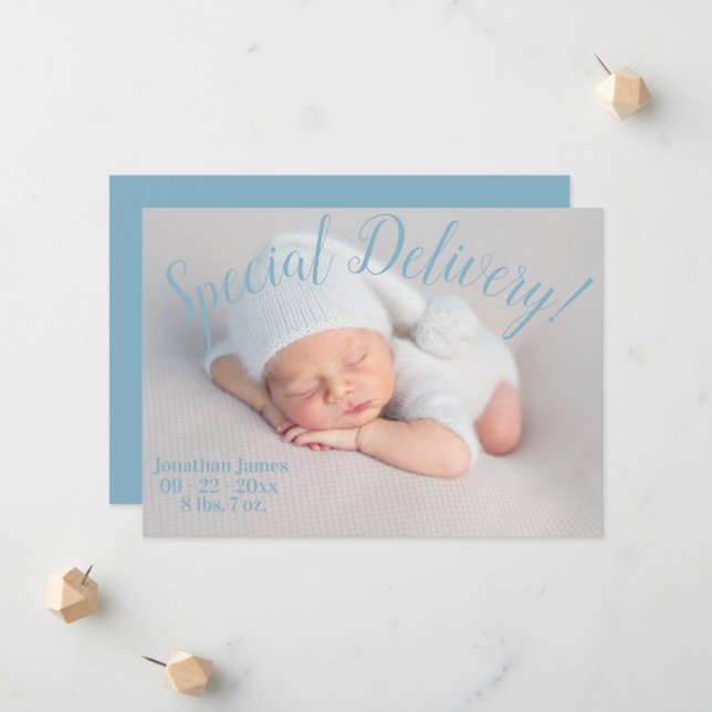 Speciell leveransstatistik Pojke Blue Birth Meddelande (Fram/Back In Situ)