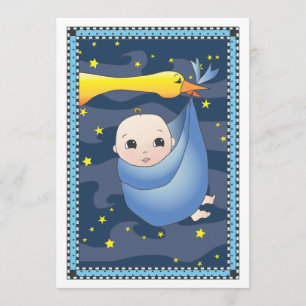 Speciell leveransStorkpacke av pojkebaby shower Inbjudningar