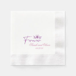Speciell Lila Pur Bröllop Blommigt Pappersservett