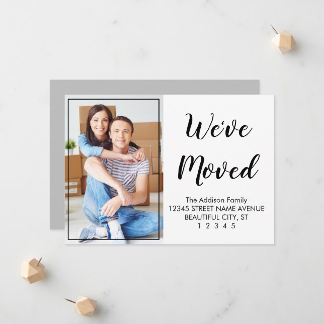 Speciell Modern Cute Black Script Photographic Fly Meddelande (Fram/Back In Situ)