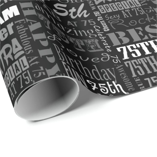 Speciell Monogram för 75:efödelsedagsfestpersonlig Presentpapper (Rullad Hörn)