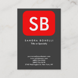 Speciell monogram Grått Red Modern Clean Visitkort