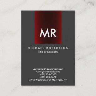 Speciell monogram Grått Red Rand Clean Visitkort