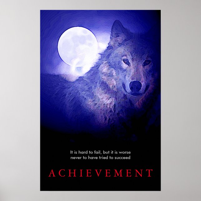 Speciell Motivational Varg & Fullmoon Poster Skriv (Framsidan)