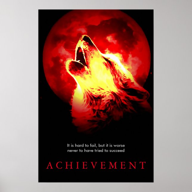 Speciell Motivational Varg & Red Fullmoon Poster (Framsidan)