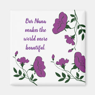 Speciell Nana Blommigt Lila Flower Grandmor Magnet