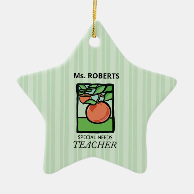 Speciell Needs Teacher Tack, Apple Julgransprydnad Keramik (Framsidan)