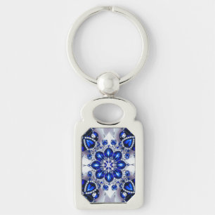 Speciell nyckelkedja med Blue White Färg Design