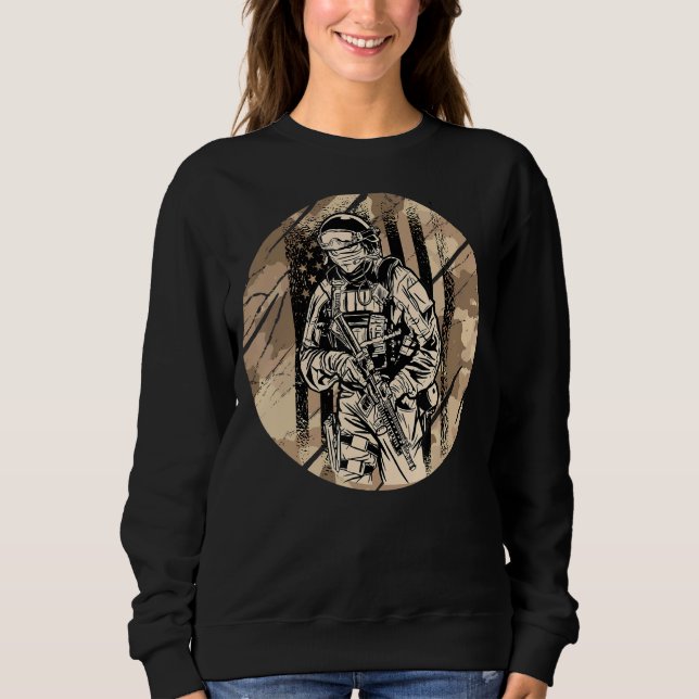 Speciell Operations American Soldier Camouflage Lu T Shirt (Framsida)