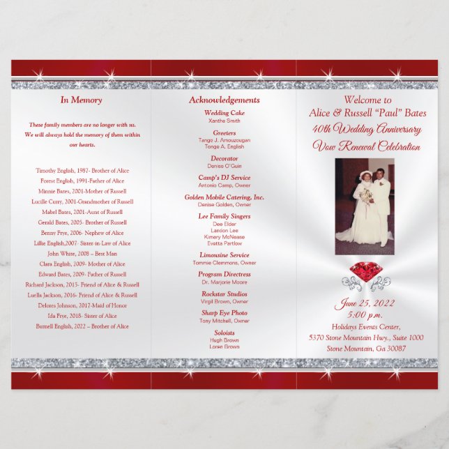 Speciell order, 40-årsprogrammet för Alice. (Framsida)