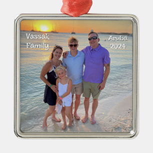 Speciell order för Vassak-familjen. Fotoorange Julgransprydnad Metall
