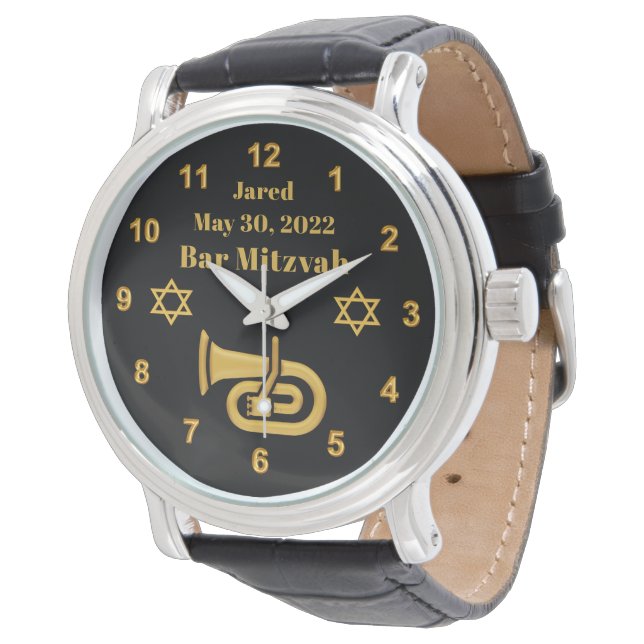 Speciell order Pub Mitzvah Watch, Euphonium Theme Armbandsur (Vinklad)