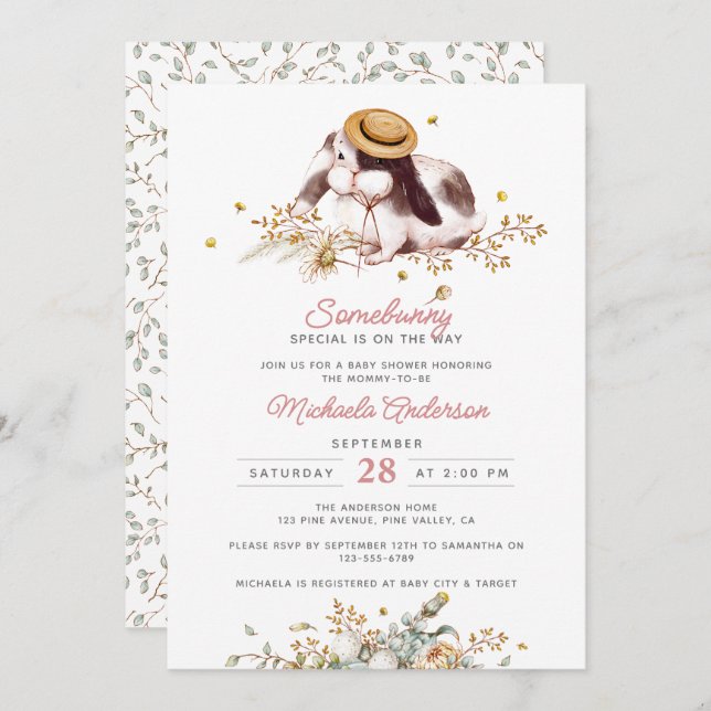 Speciell på Way Bunny Baby Shower Inbjudningar (Fram/baksida)