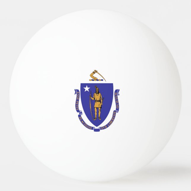 Speciell ping pong boll med Flagga av Massachusett (Baksidan)