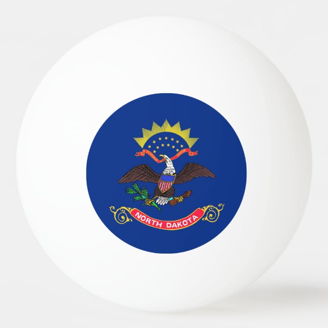 Speciell pingpong boll med Flagga av North Dakota (Baksidan)
