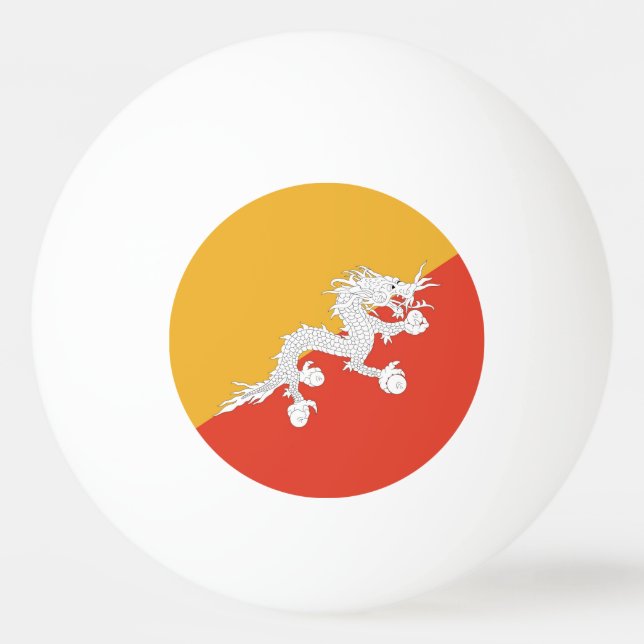 Speciell pingpong boll med Flagga Bhutan (Baksidan)