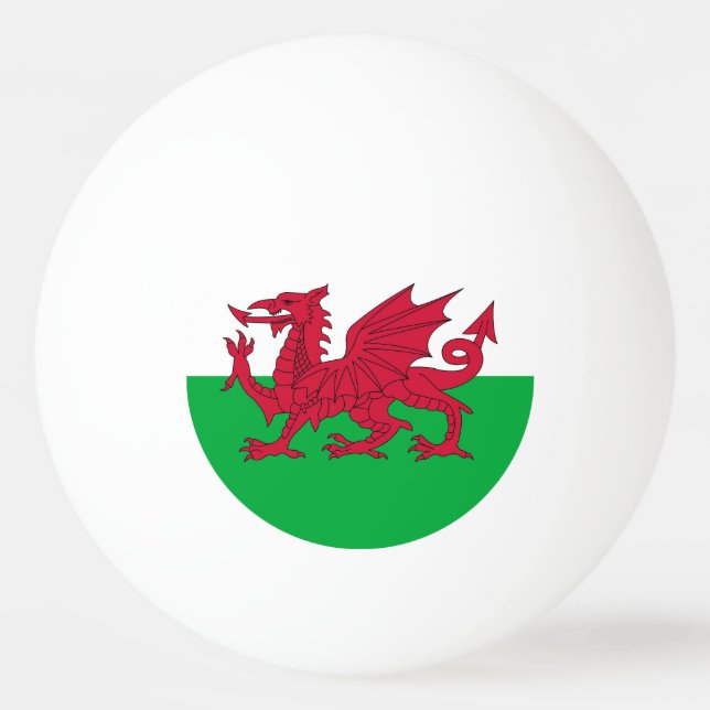 Speciell pingpong boll med Flagga Wales (Baksidan)