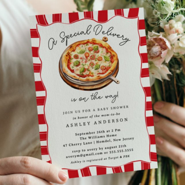 Speciell Pizza Baby Shower för Leverans Inbjudningar (Skapare uppladdad)