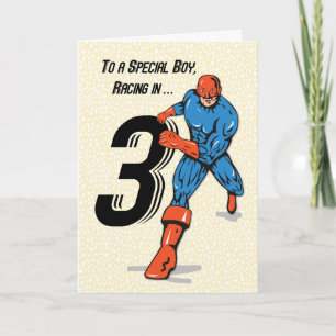 Speciell pojke 3:e födelsedagen superhjälte kort