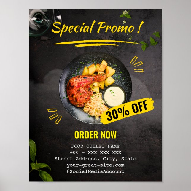 Speciell promorestauranmatning med rabatt poster (Framsidan)