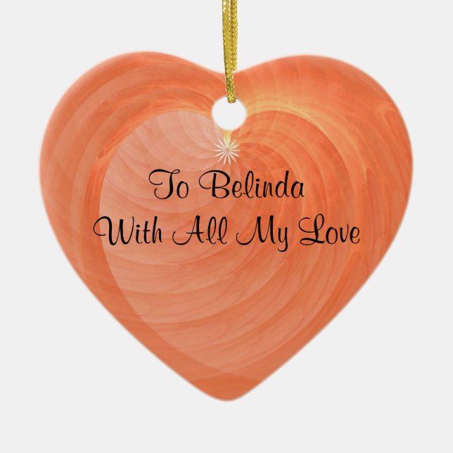 Speciell Ribbed hjärtaminnessak för tillfälle Julgransprydnad Keramik (Framsidan)