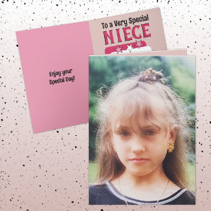 Speciell rosa, vit fotofödelsedag kort