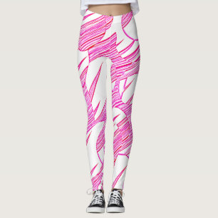 Speciell rosa, vit "Ratti_Kreativ_Arts" Leggings