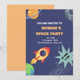 Speciell rymd party för firandefödelsedag inbjudningar